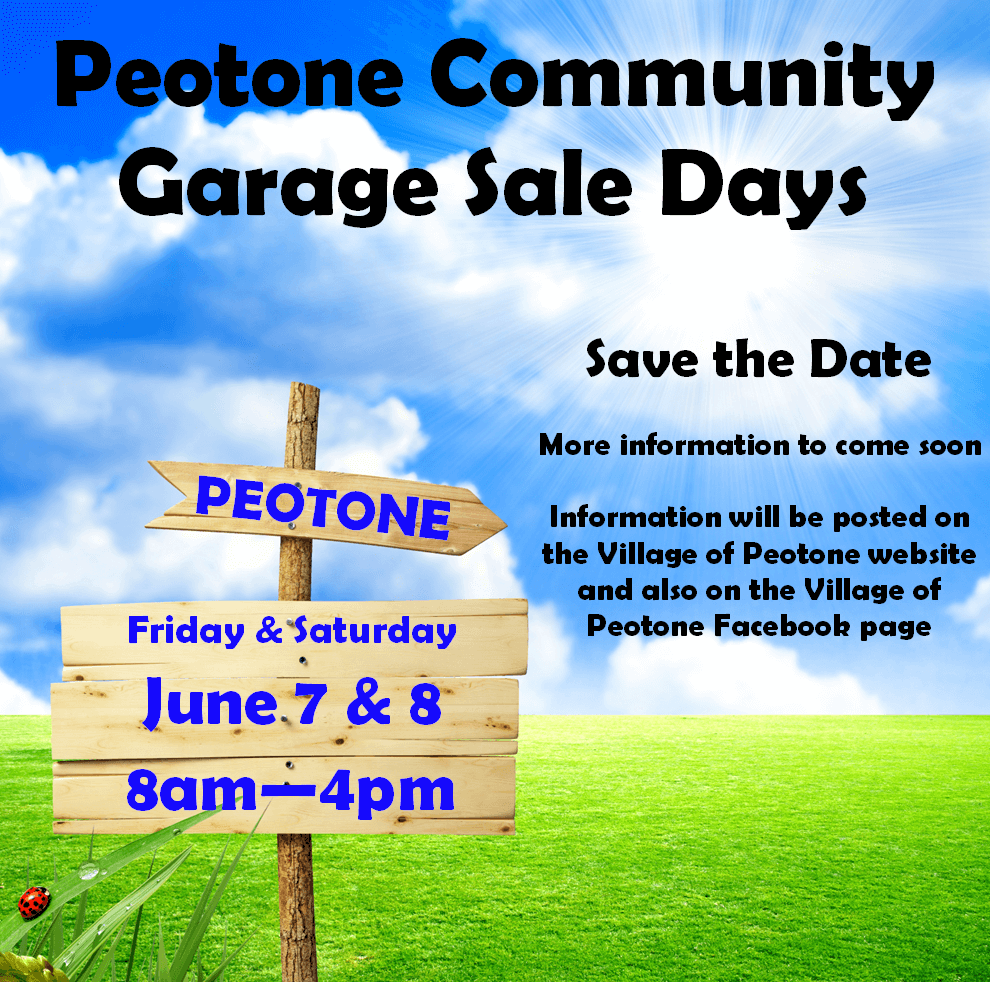 Garage Sale Days Save The Date Village of Peotone